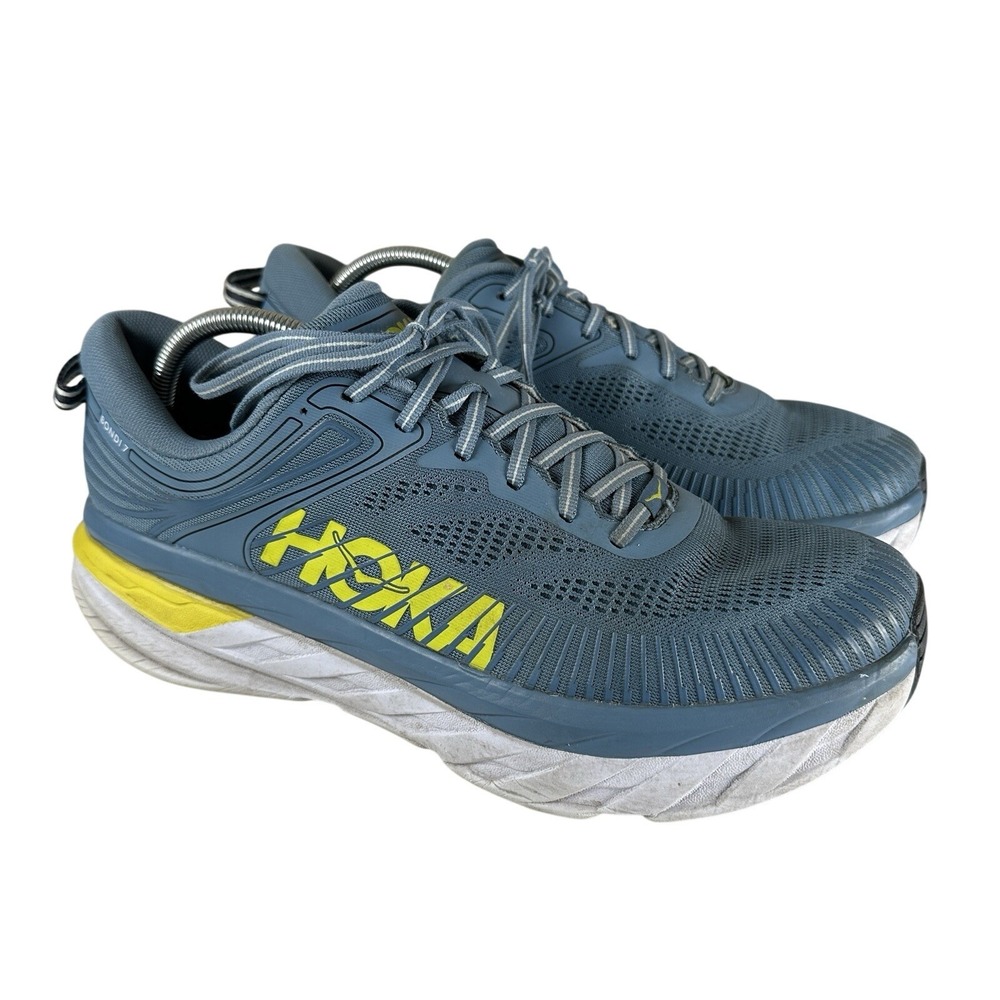 Hoka One One Bondi 7 Blue Yellow Running Athletic Shoes Men's 11.5 1110518PBCS